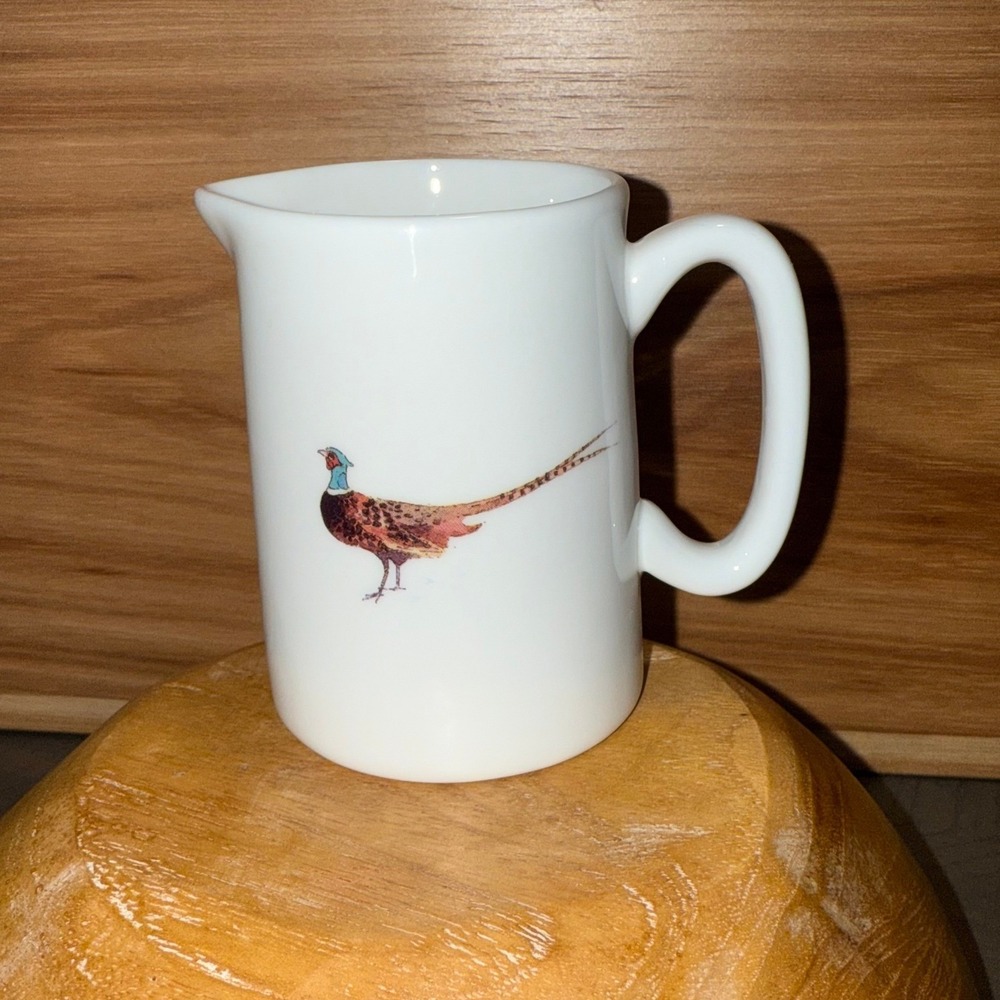 Sophie Allport White Pheasant Creamer Pitcher Fine Bone China Small Jug - Picture 1 of 4